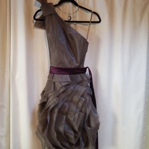 Vera Charcoal Organza w/ Plum Belt